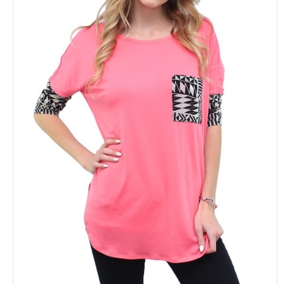 Boutique Tops - ⭐️5 STAR RATED ADDISON tribal top-pink